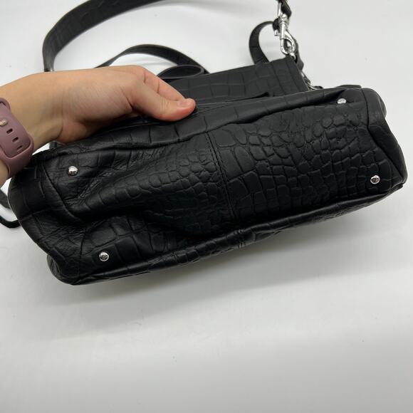 Aimee Kestenberg Leather Shoulder Bag Fifth Avenue Black Croco - Picture 5 of 14